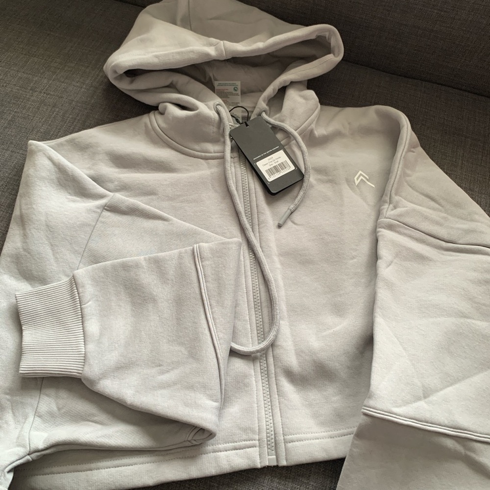 NWT Oner Active CLASSIC CROP ZIP HOODIE Grey S - Picture 6 of 9